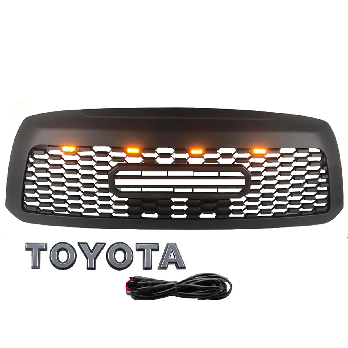 Front Grille For Toyota Sequoia 2010-2018 Grill W/ LED Lights Matte Black