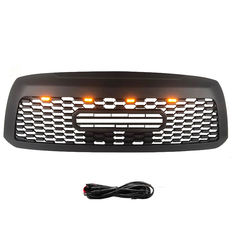 For 2010-2018 Toyota Sequoia Grille Matte Black Front Grill W/ Letters & LED Lights