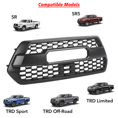 For 2016-2022 Toyota Tacoma Trd Pro Front Grill Matte Black Grille With Letter