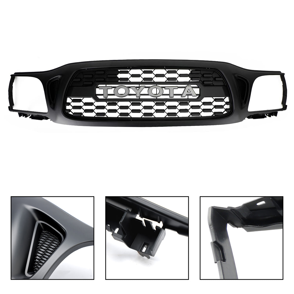 Front Grille For Toyota Tacoma 2001-2004 Grill Bumper Mesh w/Letter Matte Black