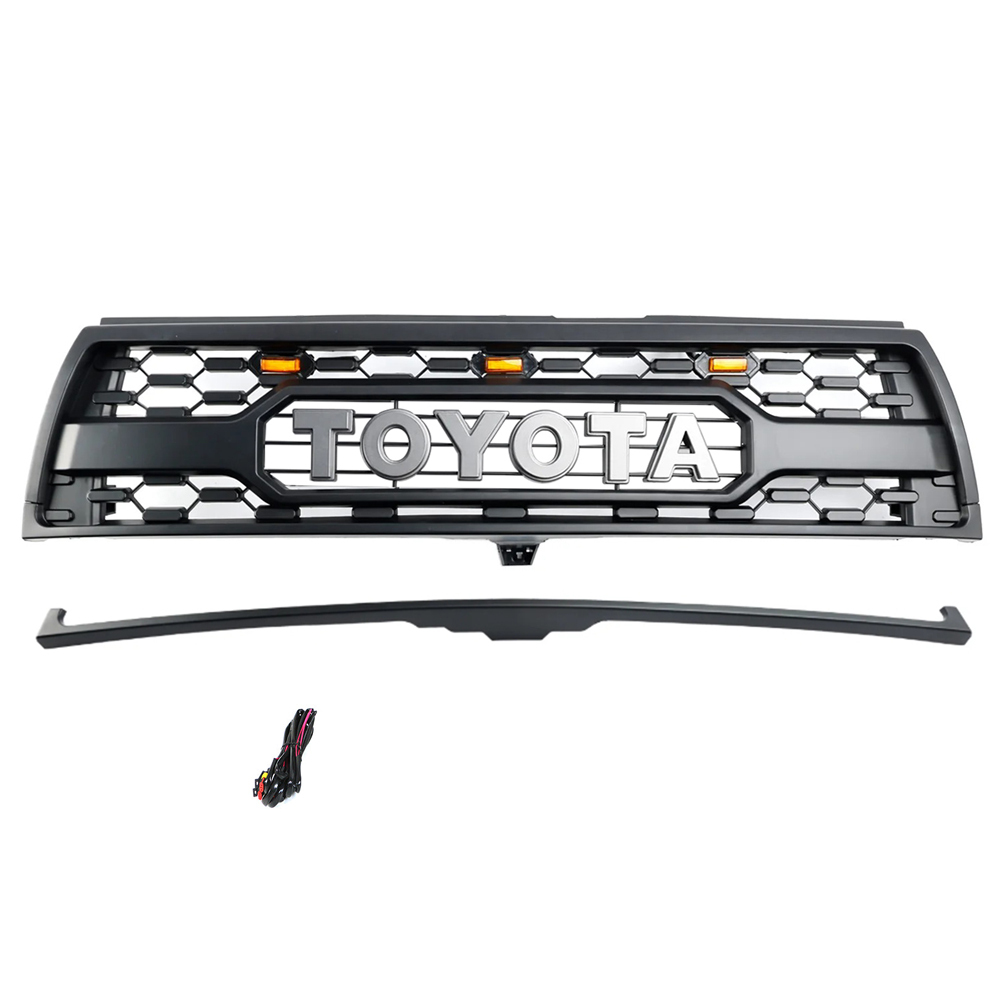 For 1996-2002 Toyota 4Runner Grill TRD PRO Style Front Grille With Light & Letters Matte Black 