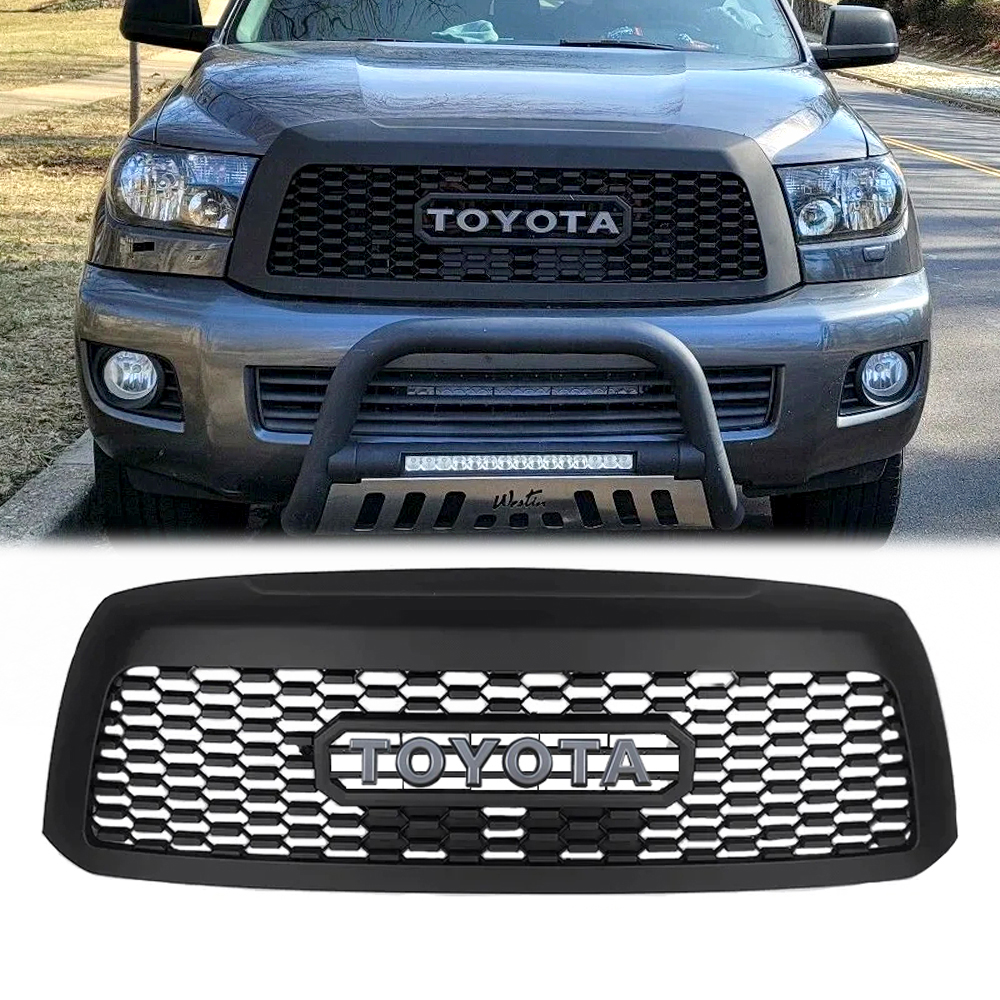 For 2010-2018 Toyota Sequoia Grille Matte Black Front Grill W/ Letters 
