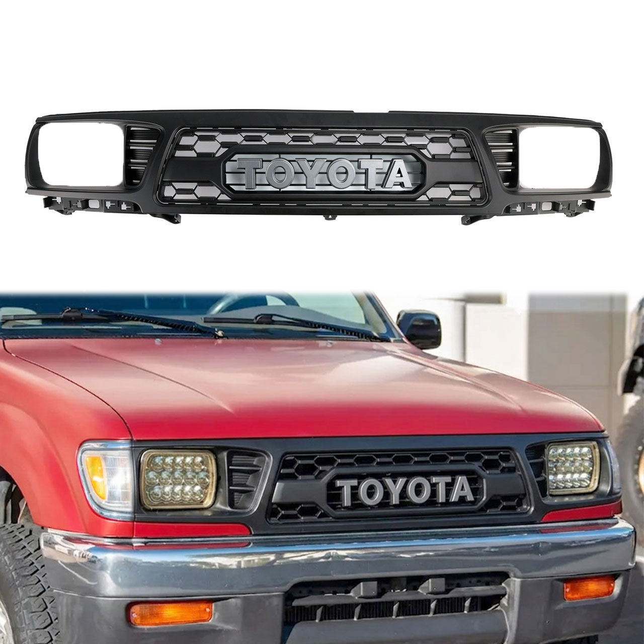 For 1995 1996 Toyota Tacoma Grill Trd Pro Style Front Grille With Letter Matte Black