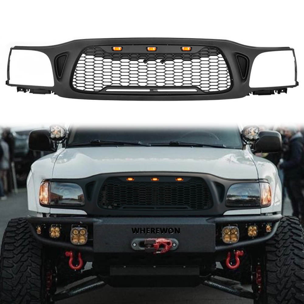 For Toyota Tacoma 2001-2004 Grill Honeycomb Style Front Grille with Light