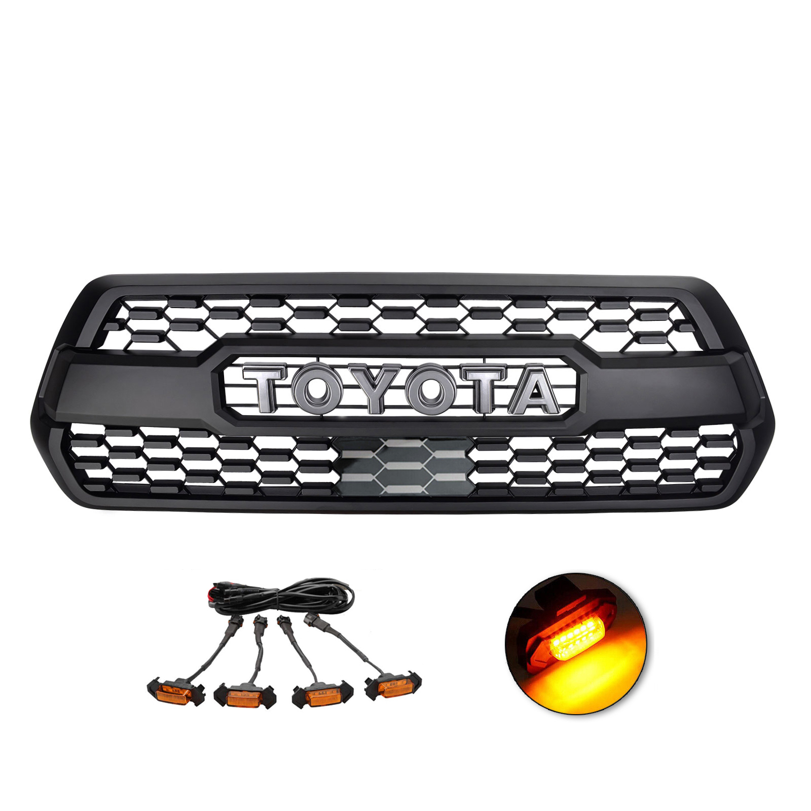 Front Grill For 2016-2023 Toyota Tacoma TRD Pro Grille With LED Lights