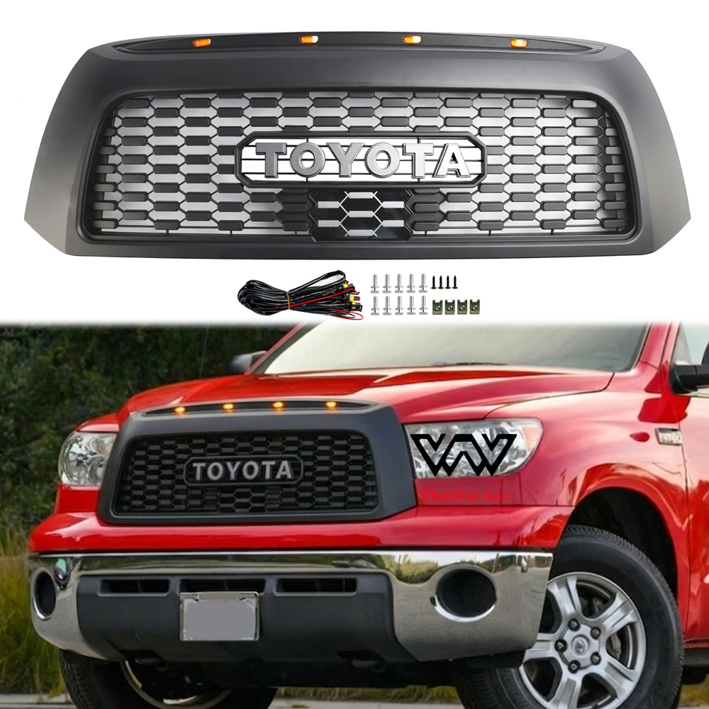 For Toyota Tundra 2007-2009 Grille Front Bumper Grill With LED Light Matte Black