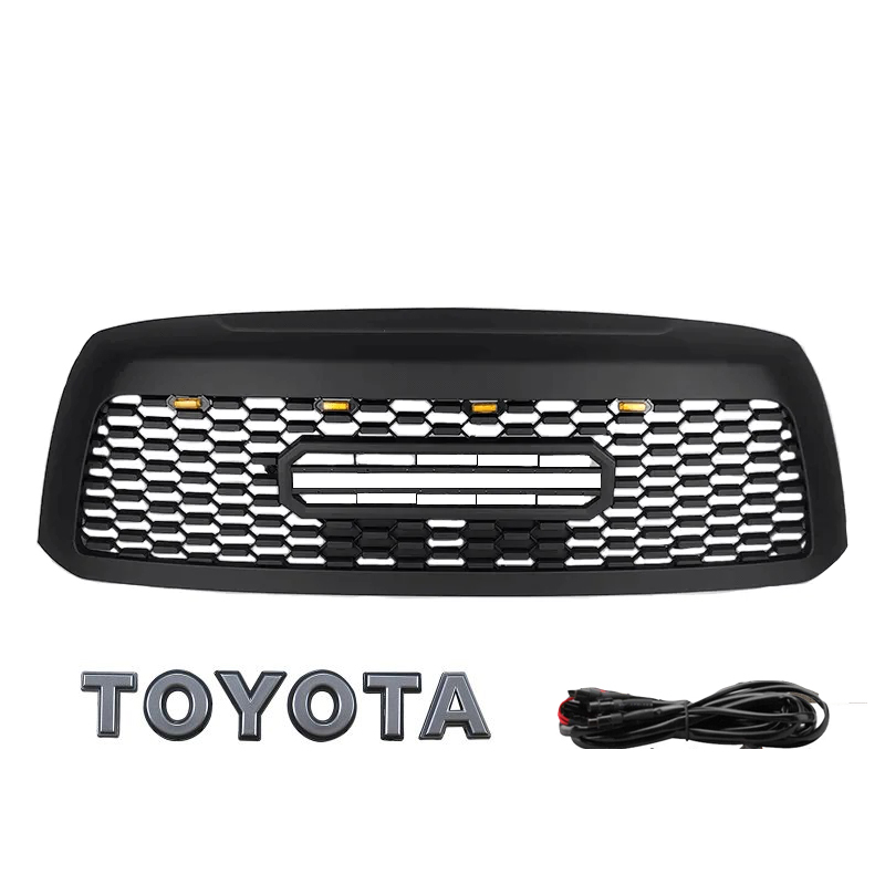 For 2010-2018 Toyota Sequoia Grille Matte Black Front Grill W/ Letters & LED Lights