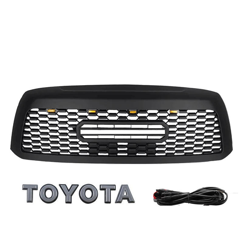 For 2010-2018 Toyota Sequoia Grille Matte Black Front Grill W/ Letters & LED Lights