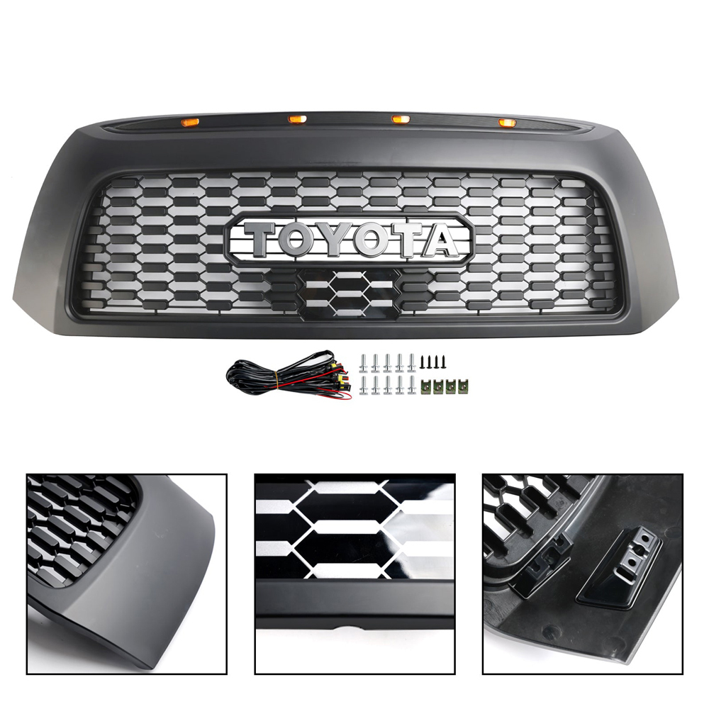 For Toyota Tundra 2007-2009 Grille Front Bumper Grill With LED Light Matte Black