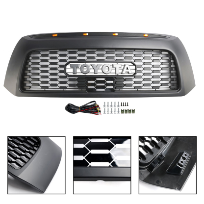 For Toyota Tundra 2007-2009 Grille Front Bumper Grill With LED Light Matte Black