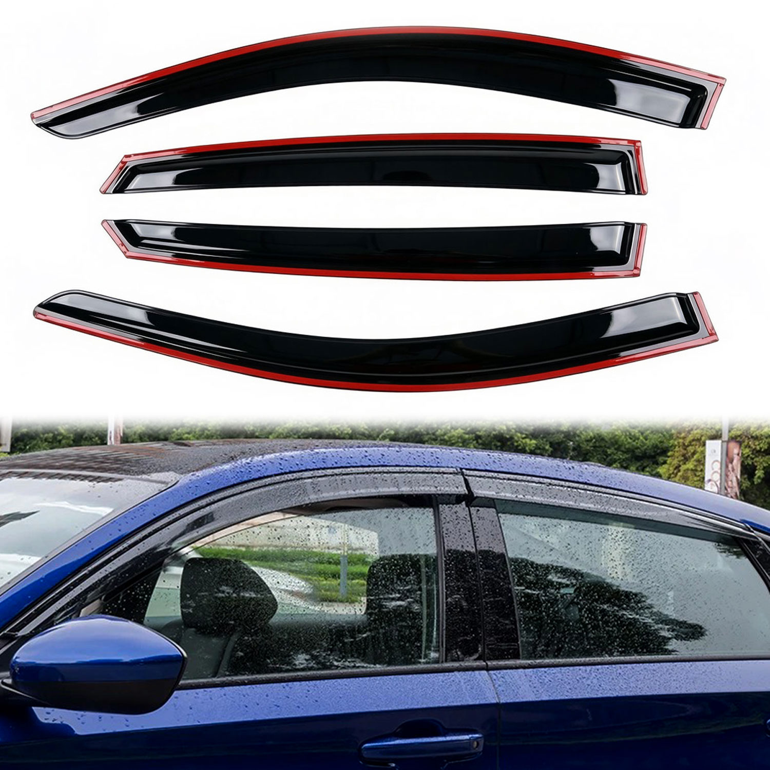 Window Visors Rain Glossy Black Guards Shield for Honda Accord 2018-2022