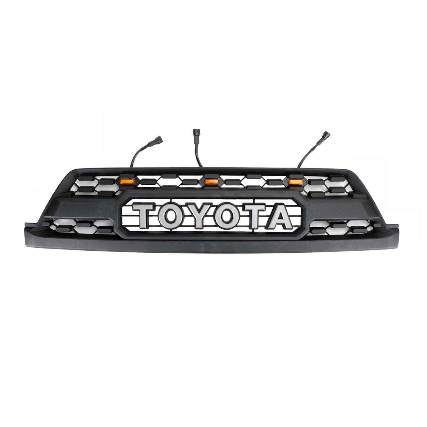 Front Grille For 2003-2005 Toyota 4Runner Grill Matte Black W/ Letters Led Lights
