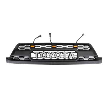 Front Grille For 2003-2005 Toyota 4Runner Grill Matte Black W/ Letters Led Lights