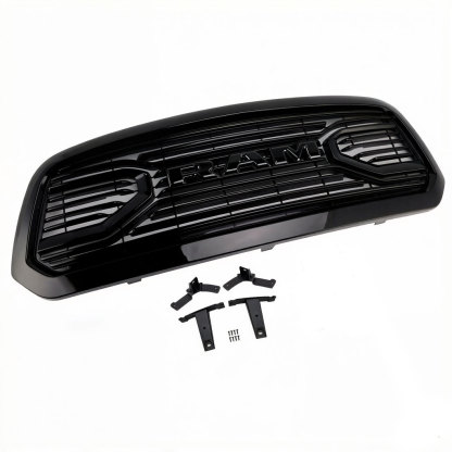 For 2013-2018 Dodge Ram 1500 Grill Big Horn Style Front Grille with Letter  Glossy Black