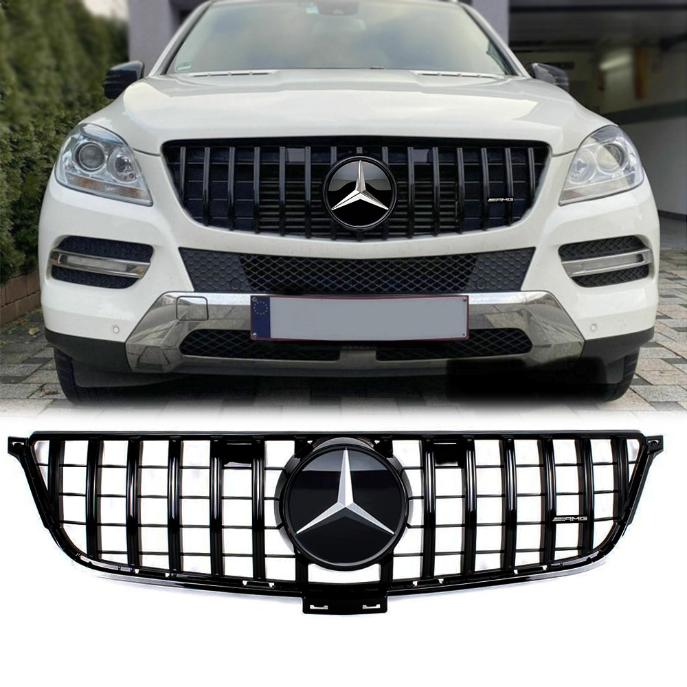 GT Style Front Grille Gloss Black For Mercedes Benz W166 2012-2015 ML350 ML400 ML550 ML63AMG