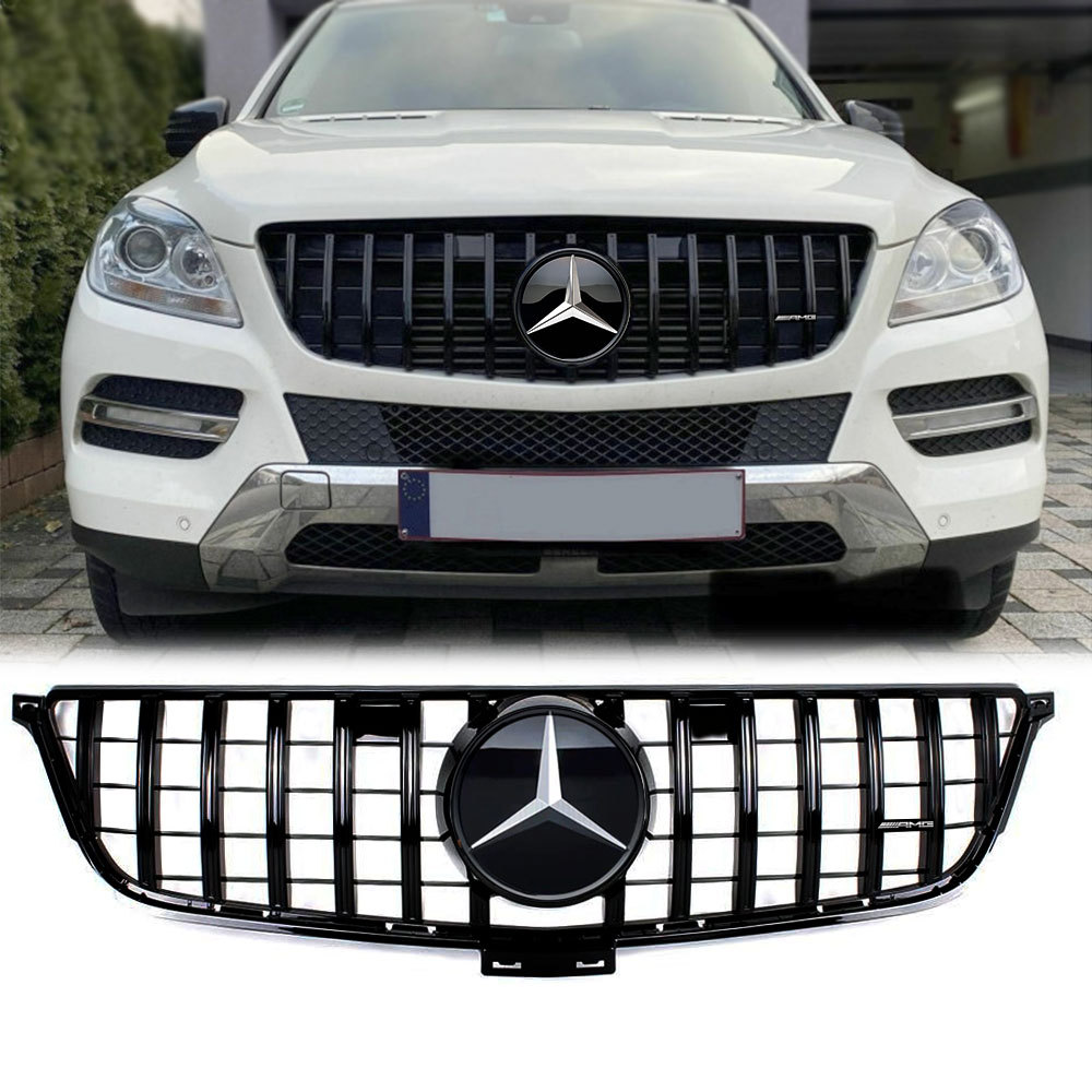 GT Style Front Grille Gloss Black For Mercedes Benz W166 2012-2015 ML350 ML400 ML550 ML63AMG
