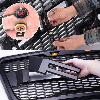 For Ford F150 2004-2008 Grill Raptor Style Front Grille with LED Light & Letter Matte Black 