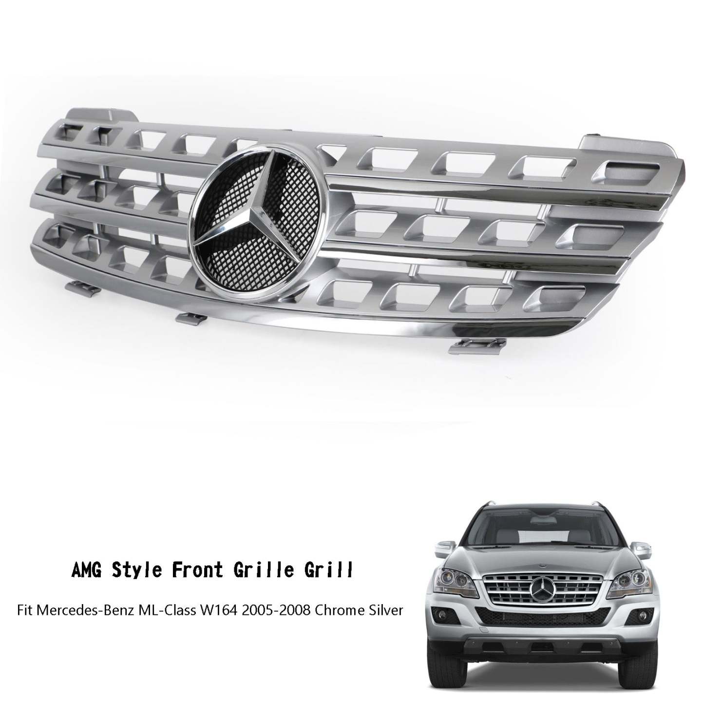For Mercedes Benz W164 ML320 ML350 ML550 Grill 2005-2008 Front Grille W/Emblem