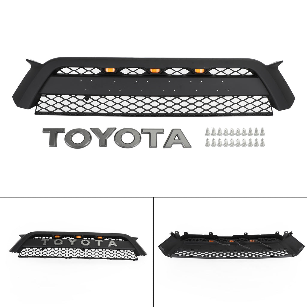 Front Grille For 2010 2011 2012 2013 Toyota 4Runner Grill W/ Lights Matte Black
