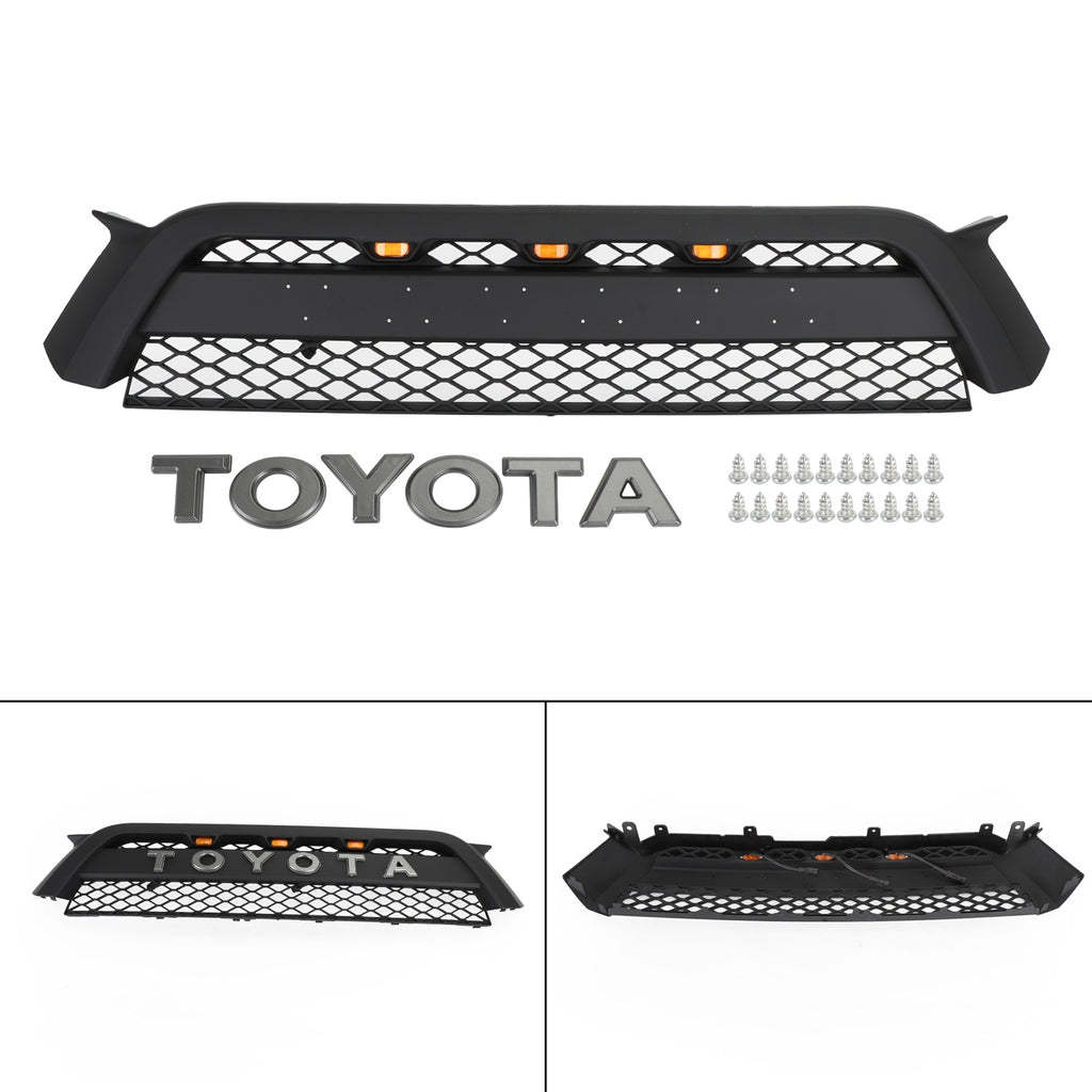 Front Grille For 2010 2011 2012 2013 Toyota 4Runner Grill W/ Lights Matte Black