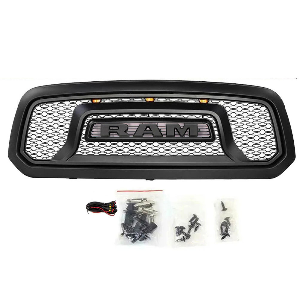 For 2013-2018 Dodge RAM 1500 Grill Rebel Style Front Grille w/ Letter & LED Lights