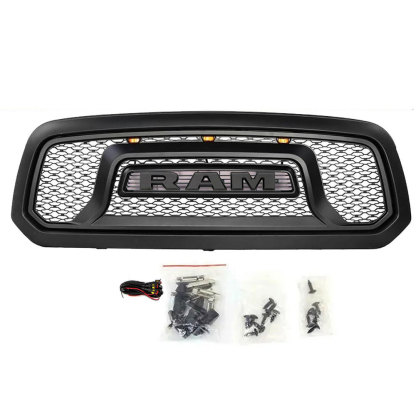 For 2013-2018 Dodge RAM 1500 Grill Rebel Style Front Grille w/ Letter & LED Lights