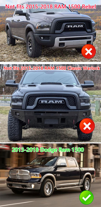 For 2013-2018 Dodge Ram 1500 Front Grill Upgrade Big Horn Style Grille Mesh Glossy White