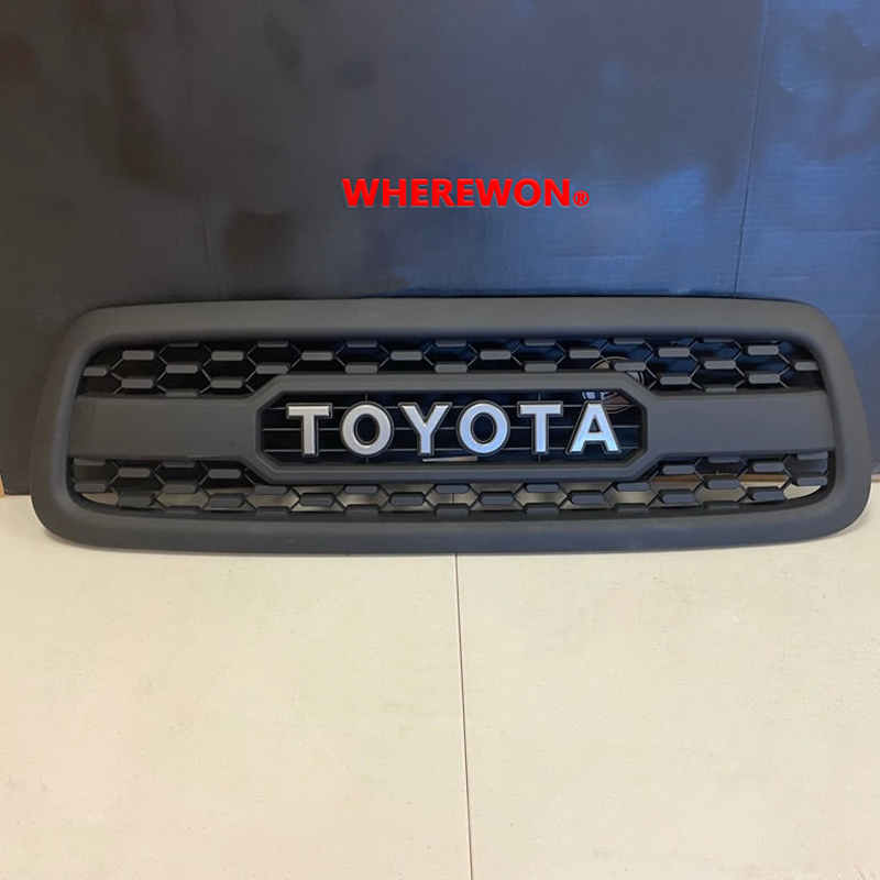 Front Grille For 2000-2002 Toyota Tundra Trd Pro Grill W/LED Lights and Letters Matte Black