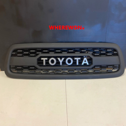 Front Grille For 2000-2002 Toyota Tundra Trd Pro Grill W/LED Lights and Letters Matte Black