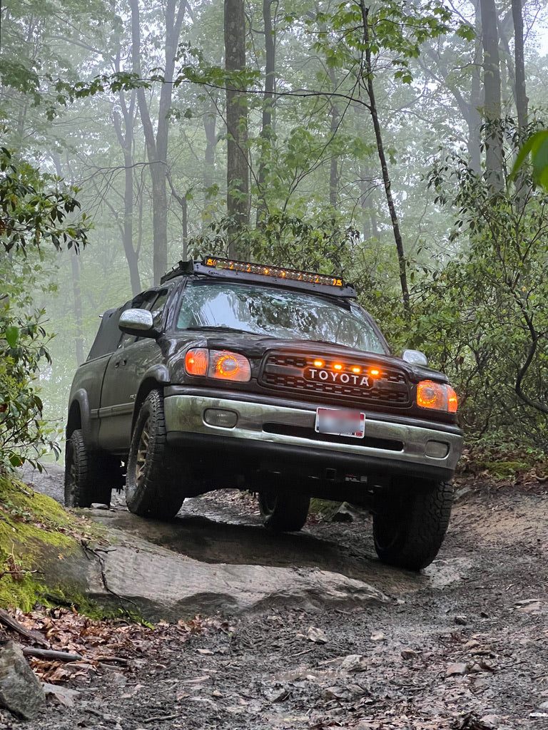 Front Grille For 2000-2002 Toyota Tundra Trd Pro Grill W/LED Lights and Letters Matte Black