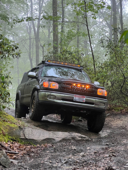 Front Grille For 2000-2002 Toyota Tundra Trd Pro Grill W/LED Lights and Letters Matte Black