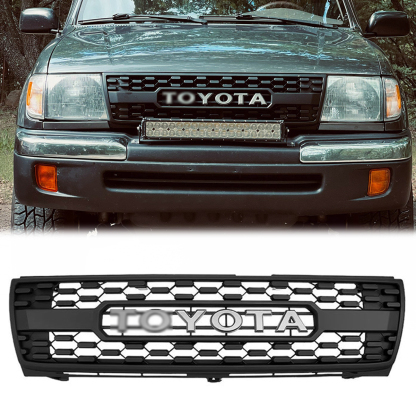 For Toyota Tacoma 1997-2000 Front Grill Black Upper Grille W/LED Light