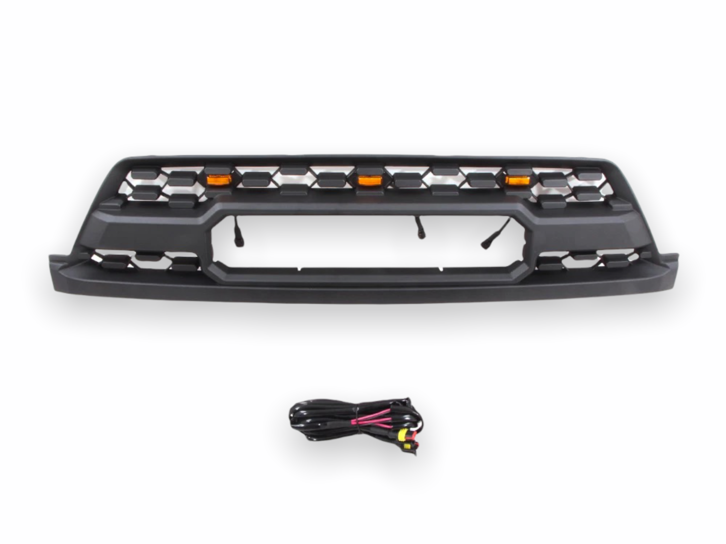 Front Grille For 2003-2005 Toyota 4Runner Grill Matte Black W/ Letters Led Lights