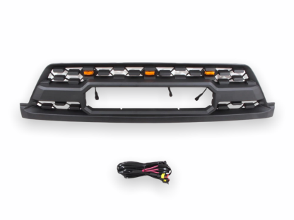 Front Grille For 2003-2005 Toyota 4Runner Grill Matte Black W/ Letters Led Lights