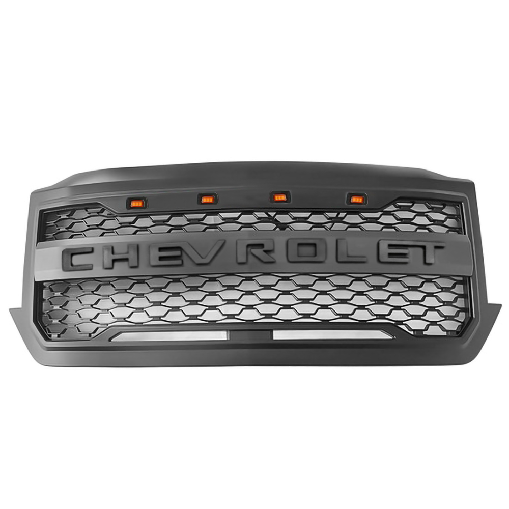 For 2016-2018 Chevrolet Silverado 1500 Front Grille Upper Grill with LED Light Matte Black