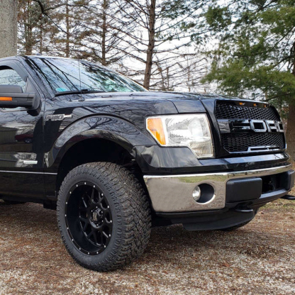 For 2009-2014 Ford F150 Front Grille Raptor Style Grill with 3 Amber LED Light Glossy Black