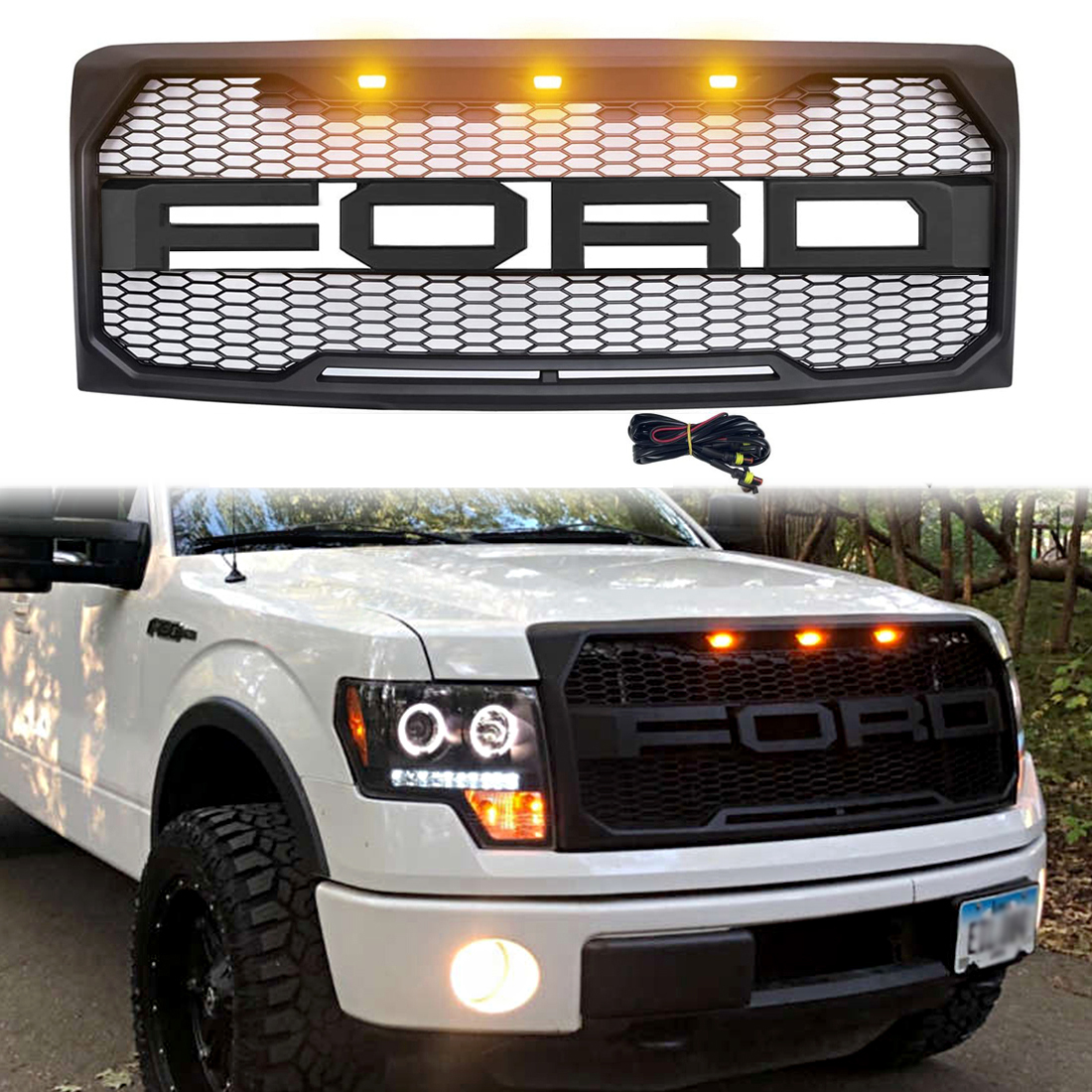 EcoBoost Grilles 2009-2014 フォード F150用グリル ブラック OEMスタイル 高耐久ABS樹脂 バンパー下部挿入グリル - 7002-1401 - 2009 2010 2011 : 2011 OEM-Style Lower Bumper Grille Black ABS Factory