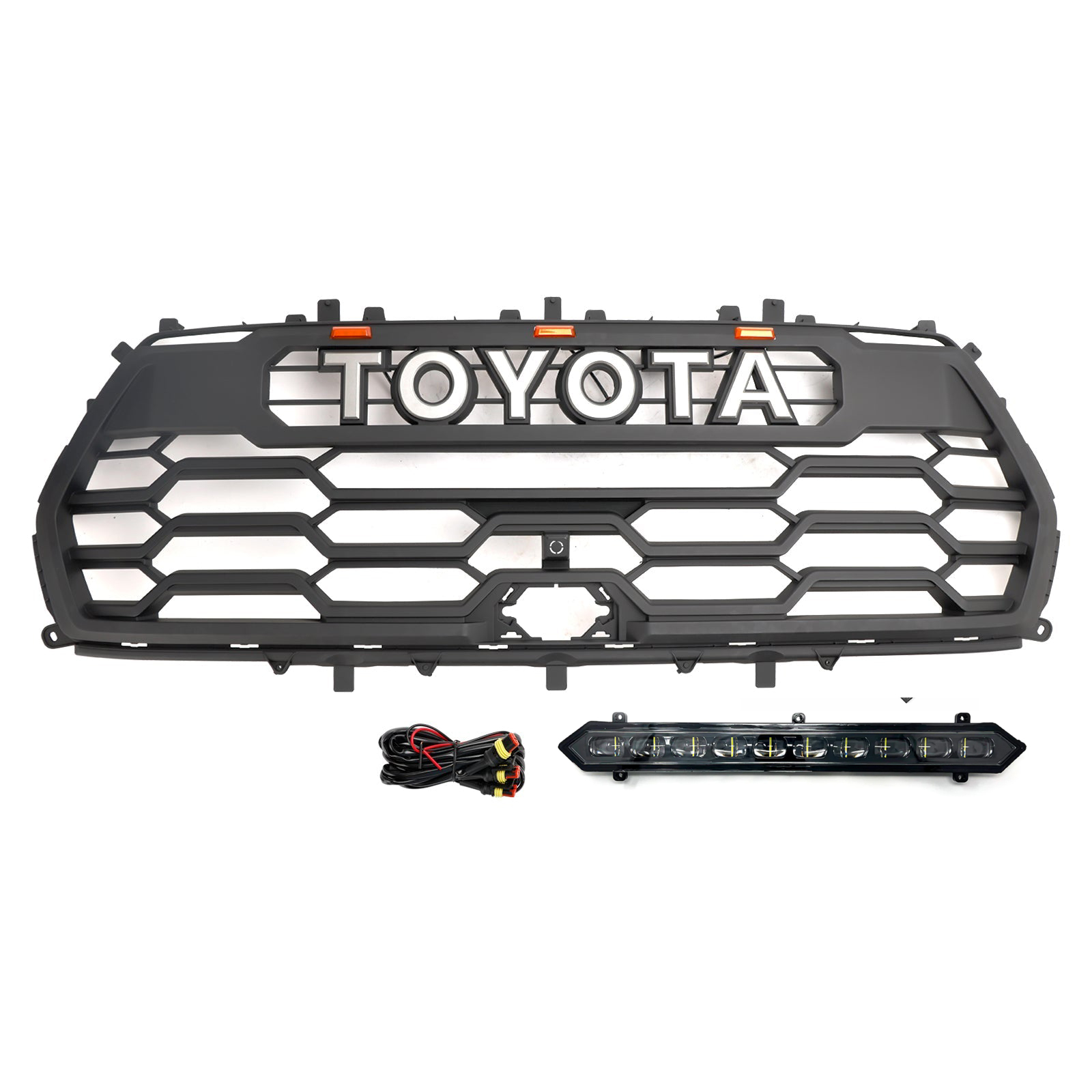 Front Grille For Toyota Sequoia 2022-2023 Grill W/ LED Light Matte Black