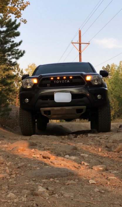 Front Grille For Toyota Tacoma 2012-2015 Grill Mesh w/LED Lights w/Letter Matte Black