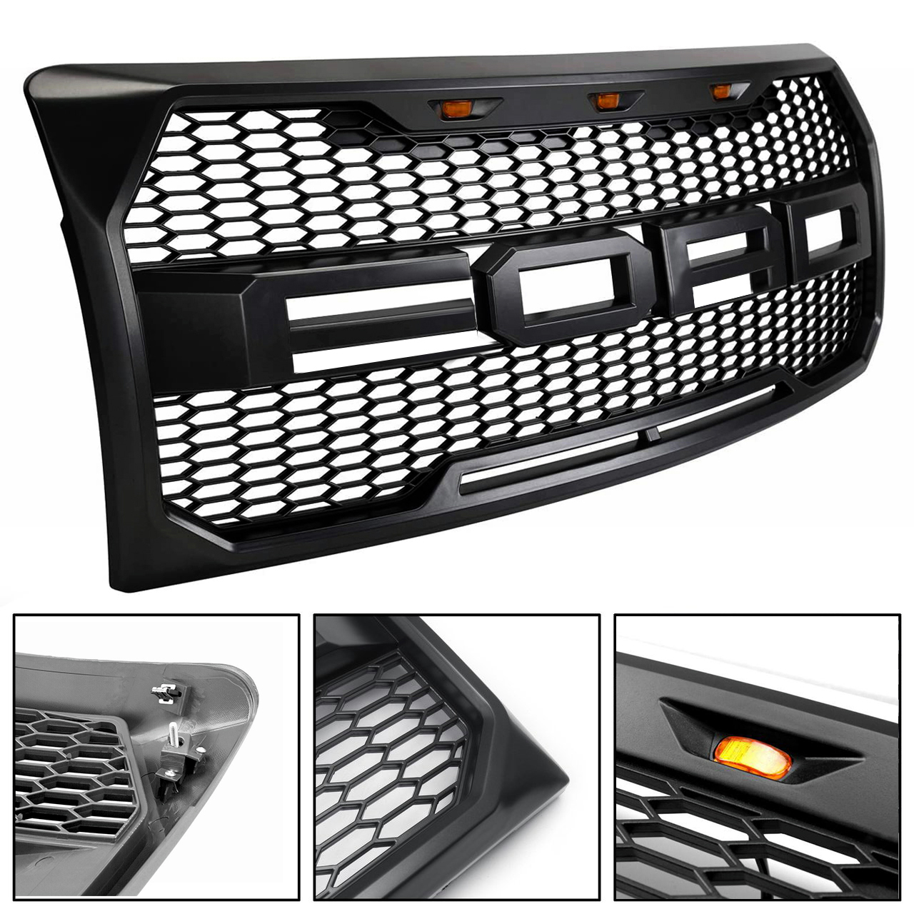 For 2009-2014 Ford F150 F-150 Front Bumper Grille Hood Grill Raptor Style Black