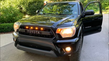 For Toyota Tacoma 2012 2013 2014 2015 Front Grill Grille w/ Lights W/Letter Matte Black
