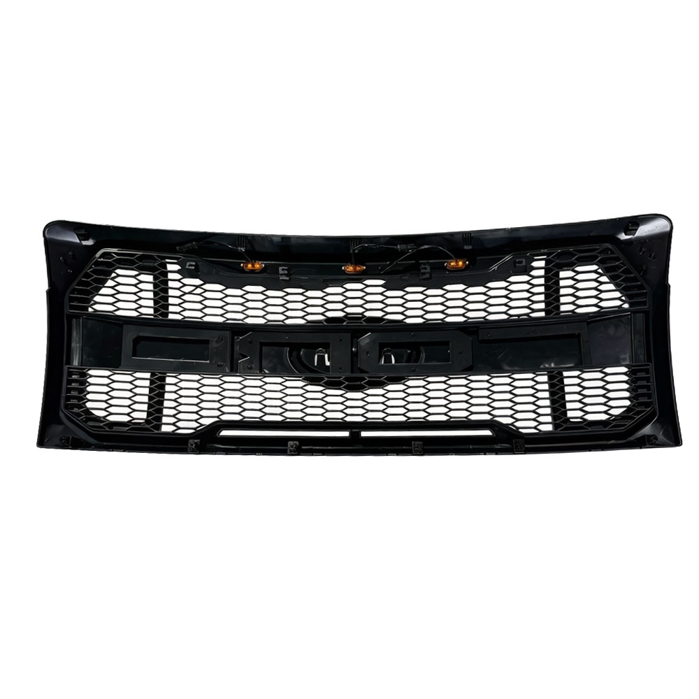 Front Raptor Style Grille For 2009-2014 Ford F150 Grill Mesh with LED Light