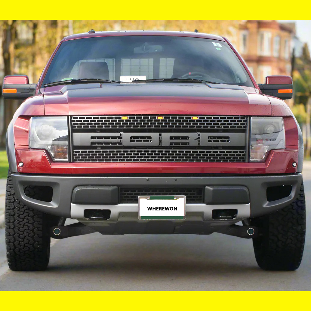 For 2010 2011 2012 2013 2014 Ford F150 SVT Raptor Grill Gray Front Grille Mesh with Amber LED Light