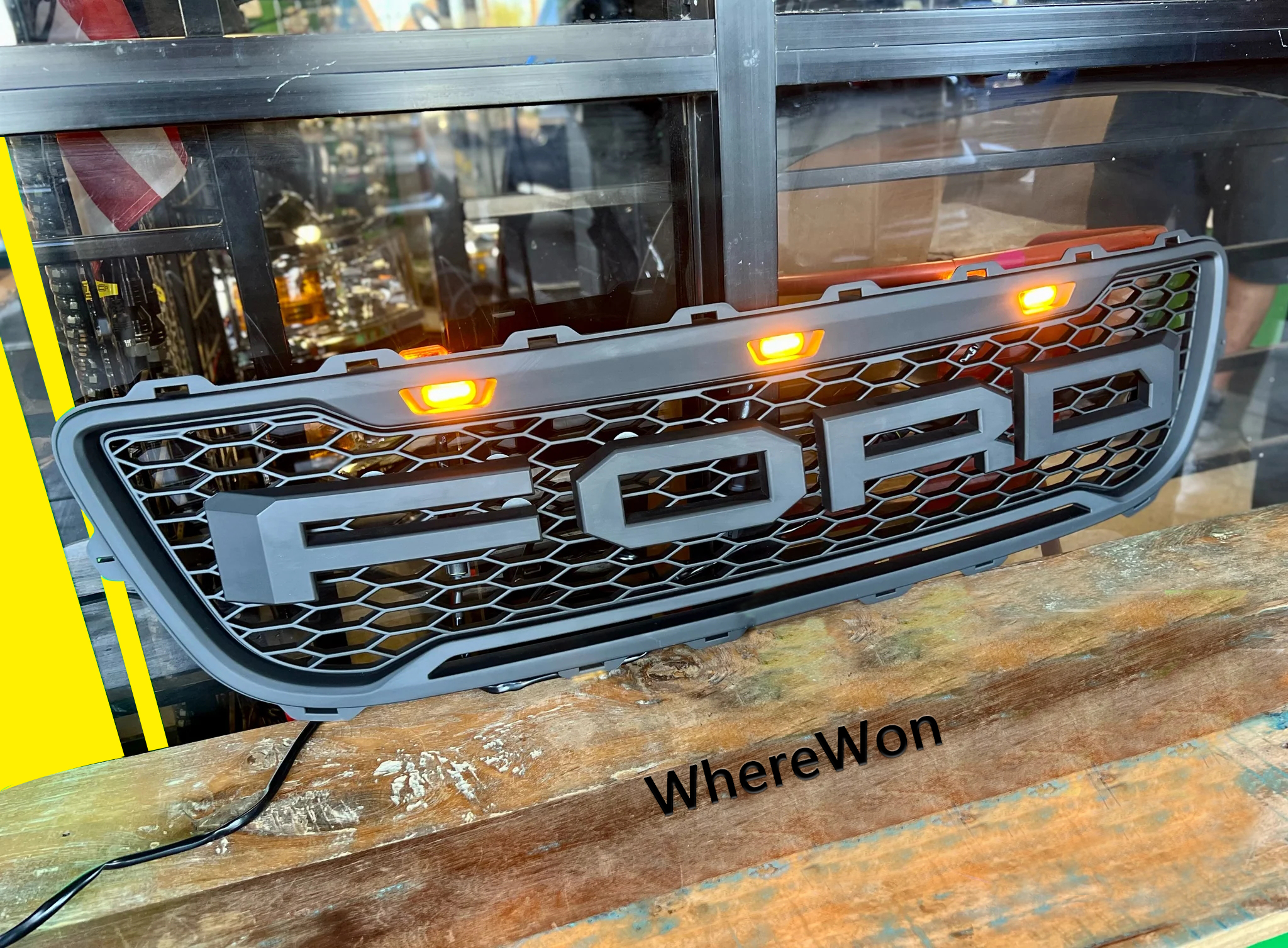 For 1999-2003 Ford F150 Grill Raptor Style Front Grille W/Letter Hood Mesh Matte Black