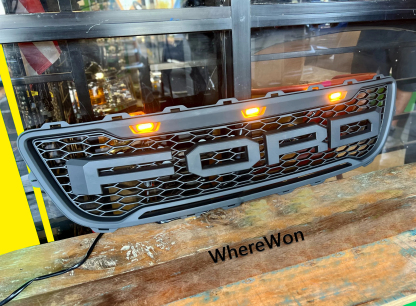 For 1999-2003 Ford F150 Grill Raptor Style Front Grille W/Letter Hood Mesh Matte Black