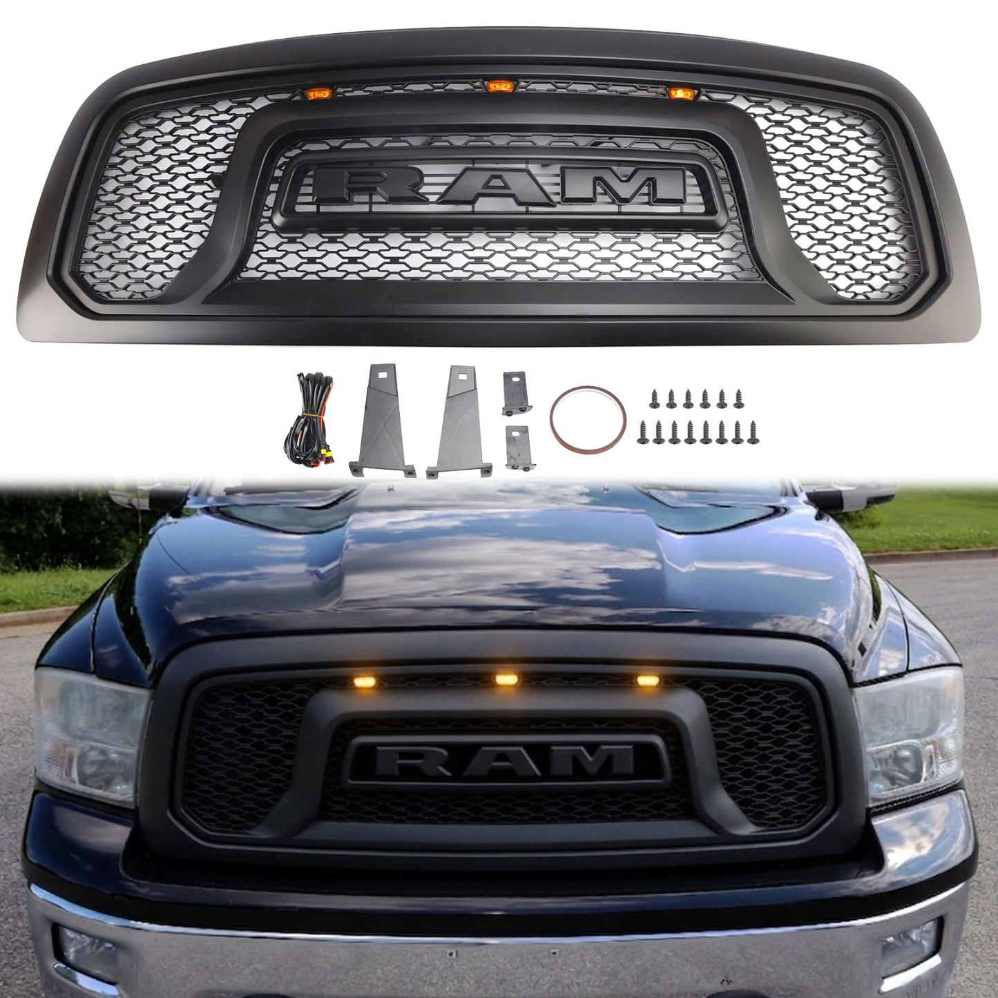 For 2009-2012 Dodge RAM 1500 Front Grille Rebel Style Grill With Letters 
