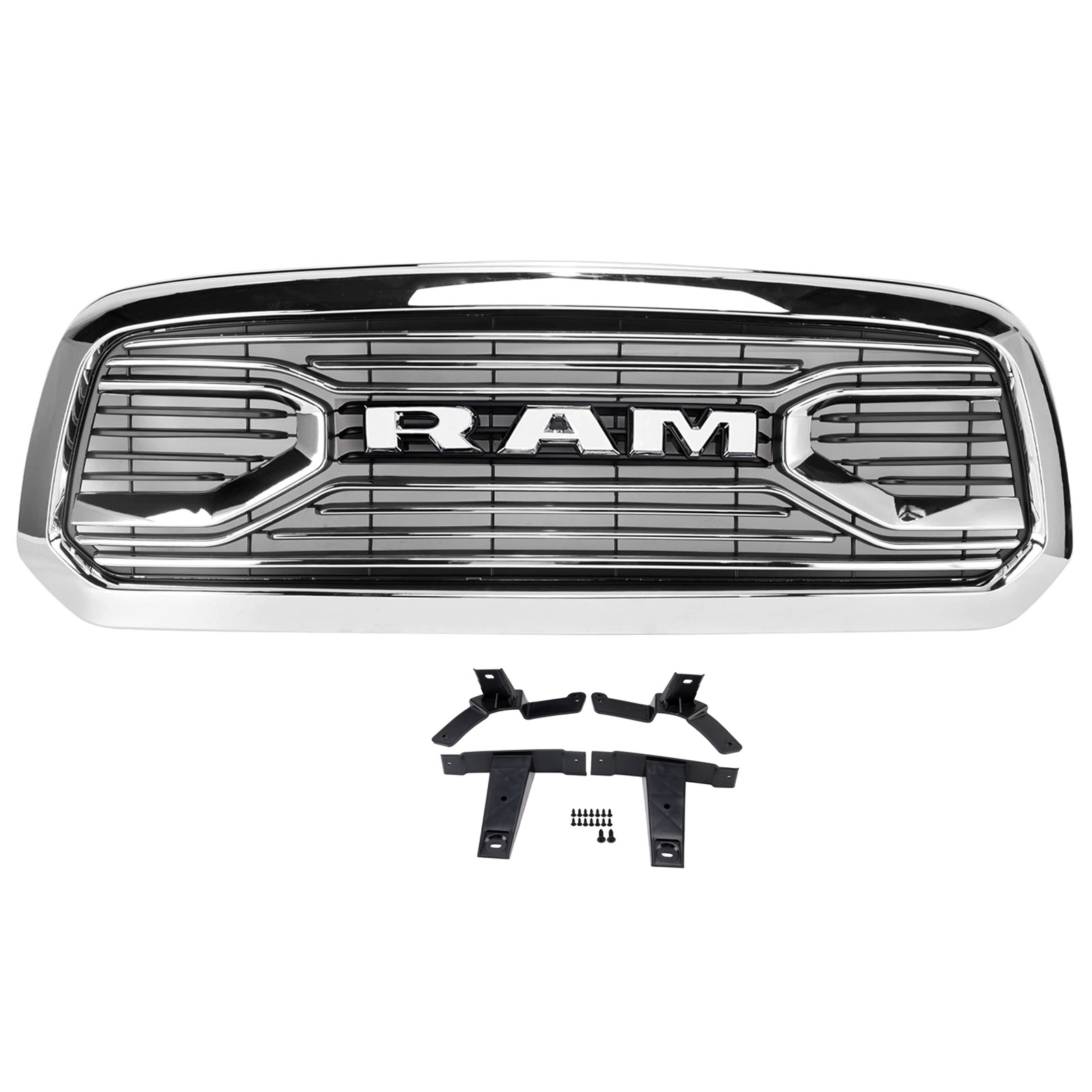 For 2013-2018 Dodge Ram 1500 Grill Big Horn Style Chrome Front Grille with Letter