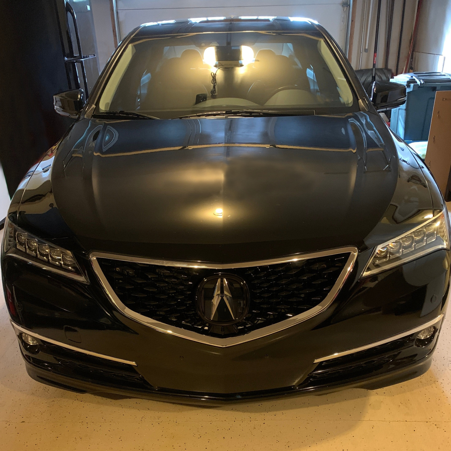 For 2015-2017 Honda Acura TLX Grille Upgrade Grill with Emblem Chrome + Glossy Black 