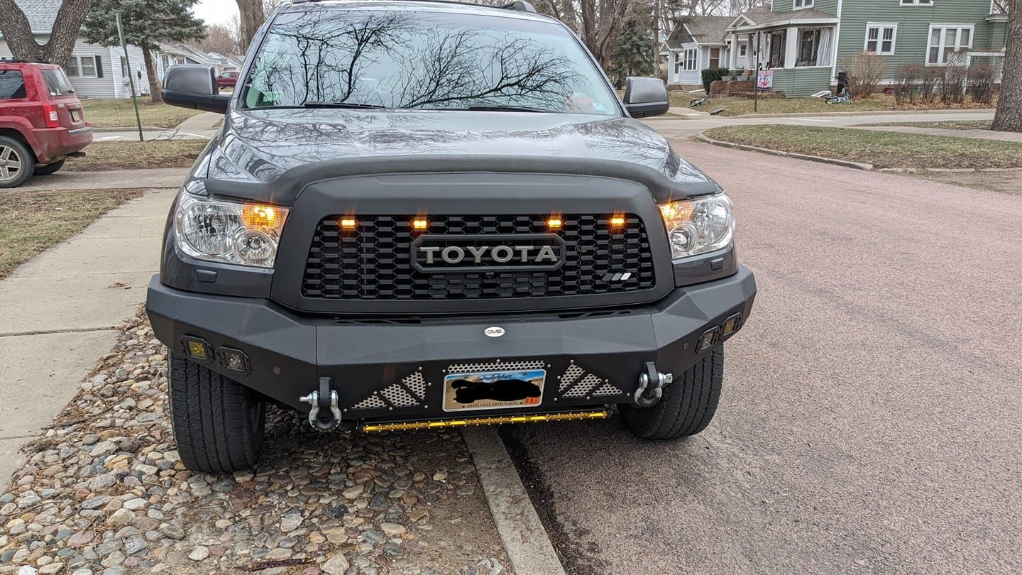 For 2010-2018 Toyota Sequoia Grille Matte Black Front Grill W/ Letters & LED Lights