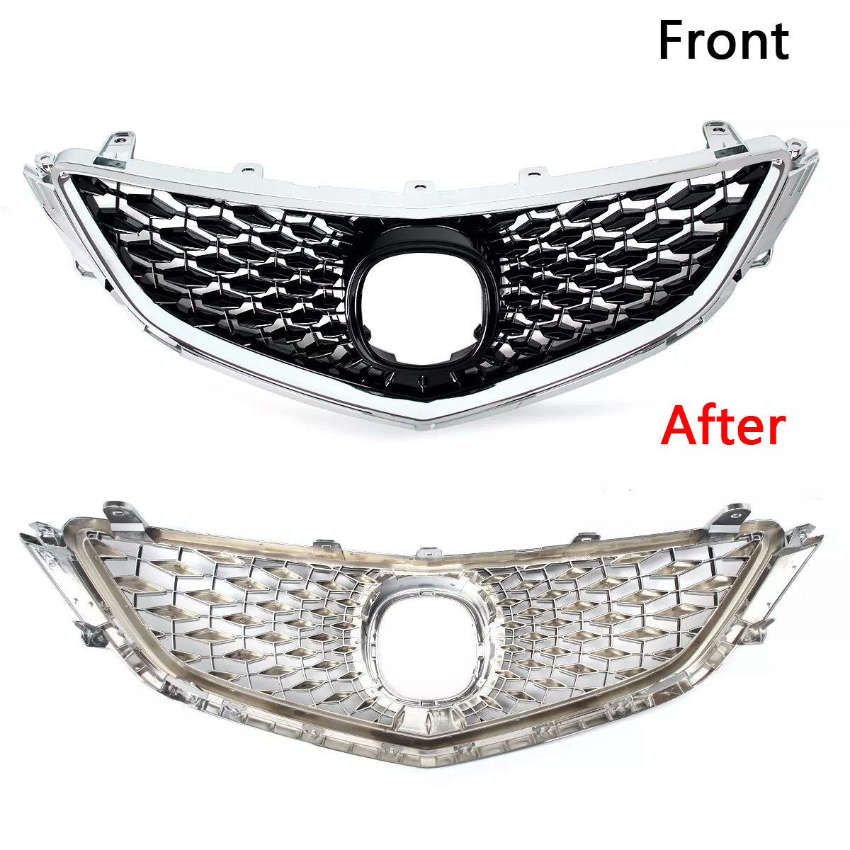 For 2015-2017 Honda Acura TLX Grille Upgrade 2018 Acura TLX Style Grill with Emblem Chrome + Glossy Black 